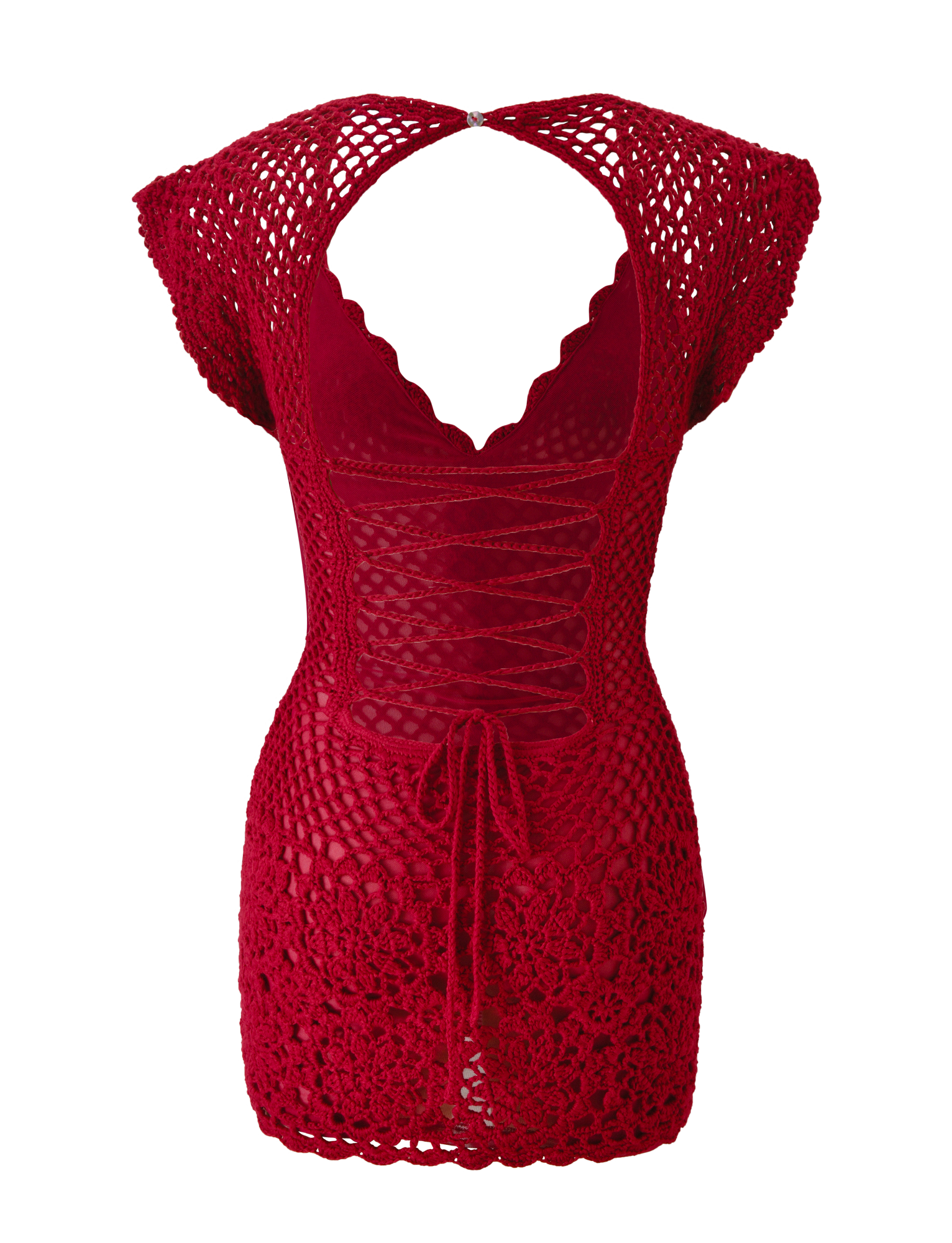 SASHA CROCHET MINI DRESS - CHERRY RED - Image 7