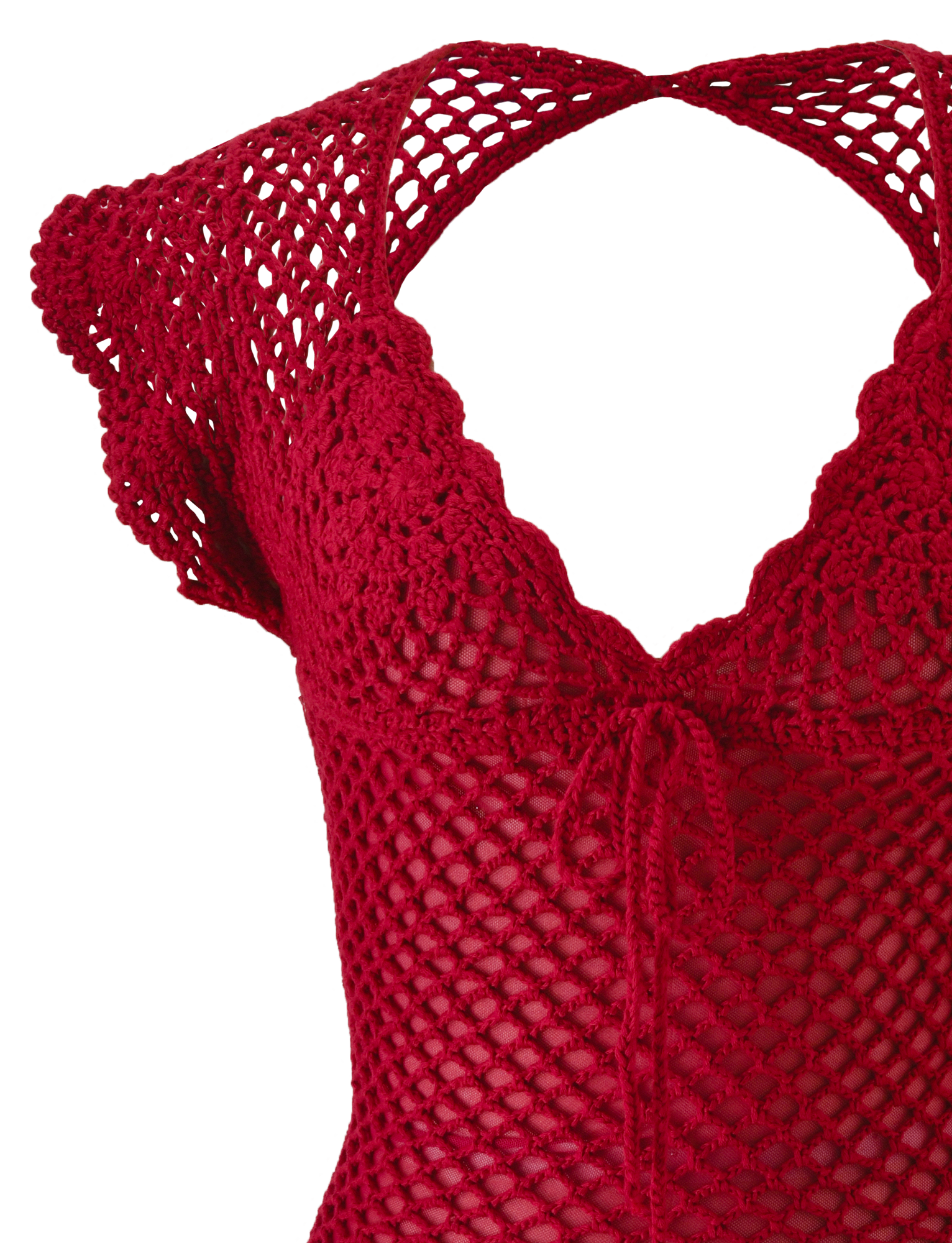 SASHA CROCHET MINI DRESS - CHERRY RED - Image 8