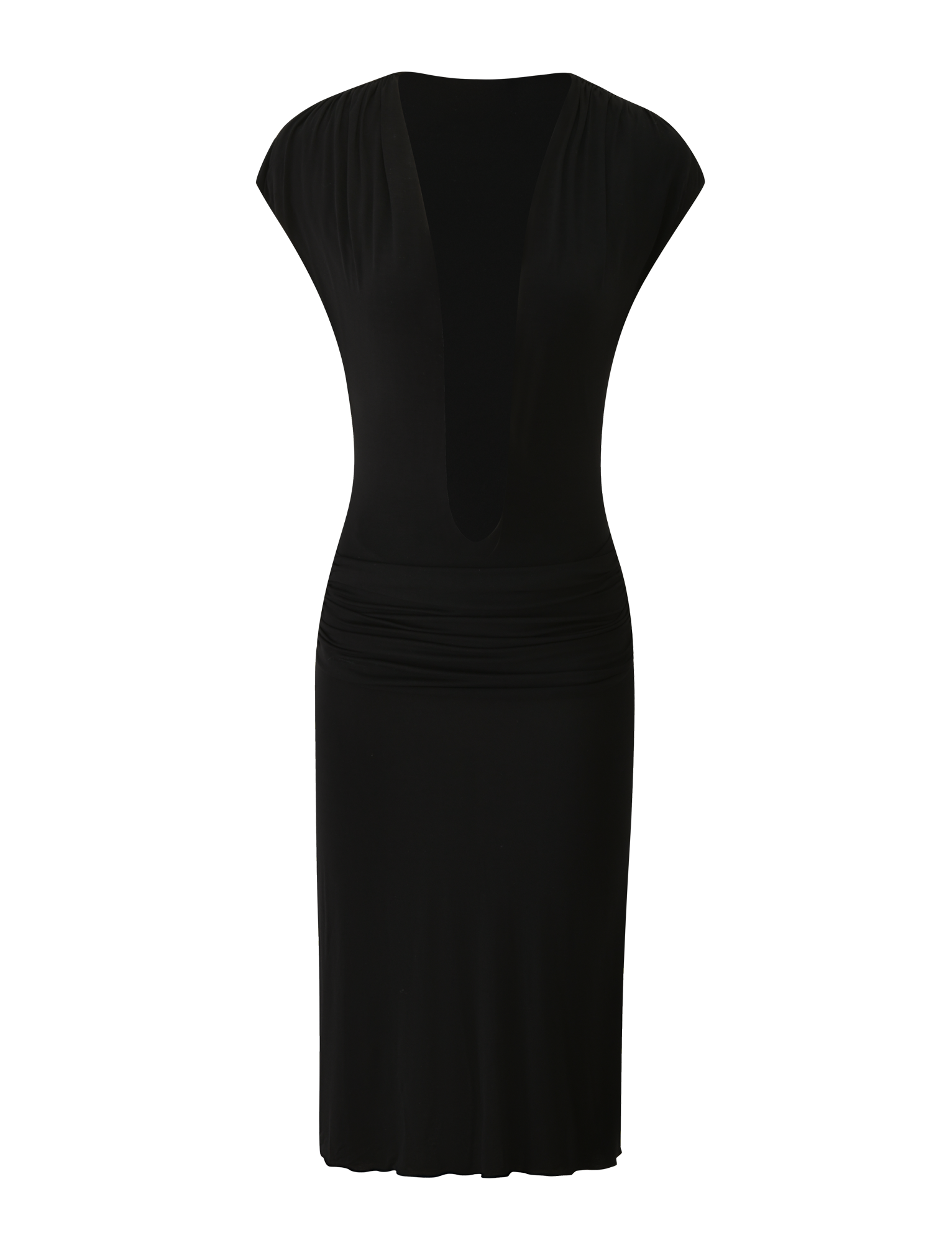 ARIELLA PLUNGE MIDI DRESS - BLACK - Image 6