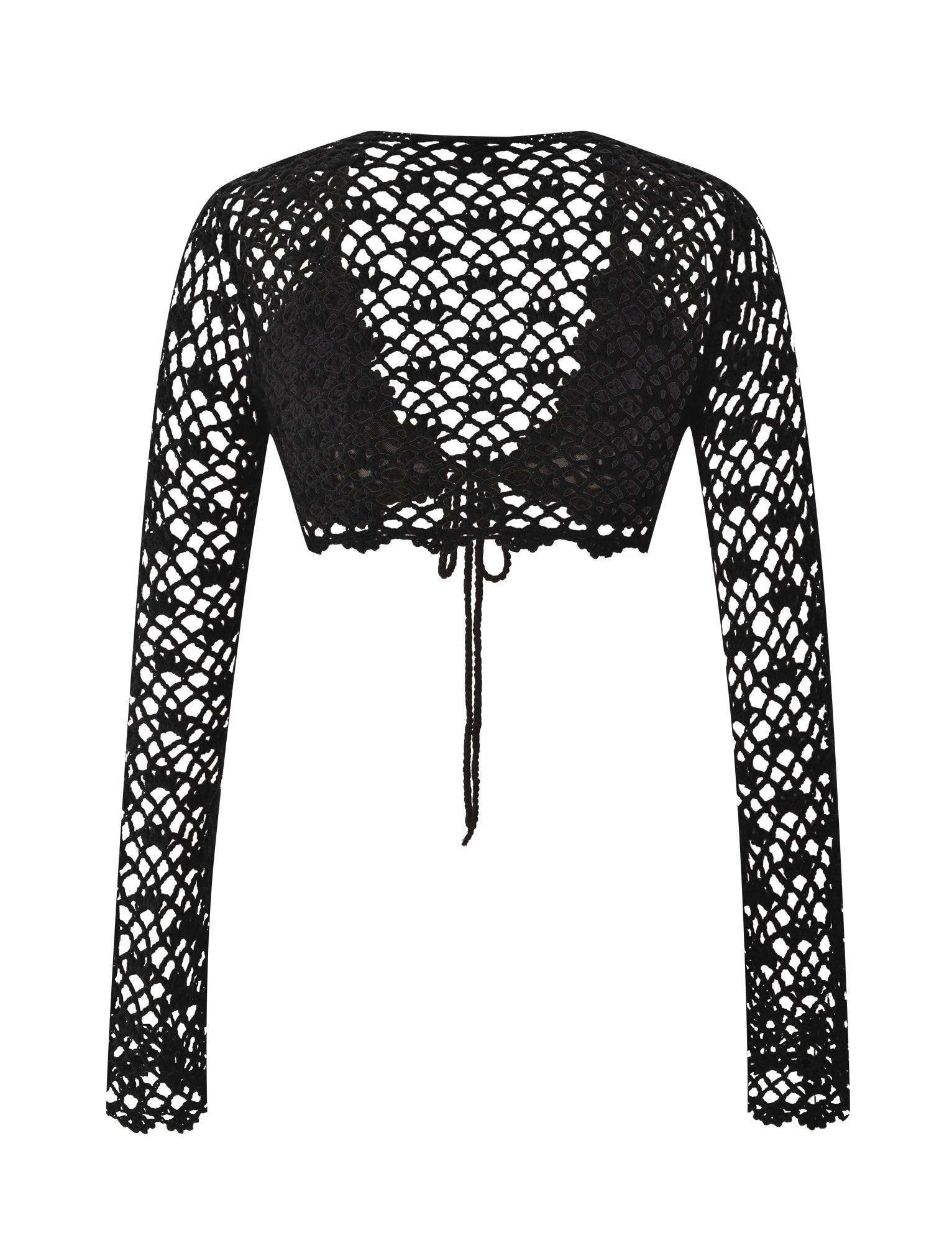 SASHA CROCHET LONG SLEEVE TOP - BLACK - Image 7