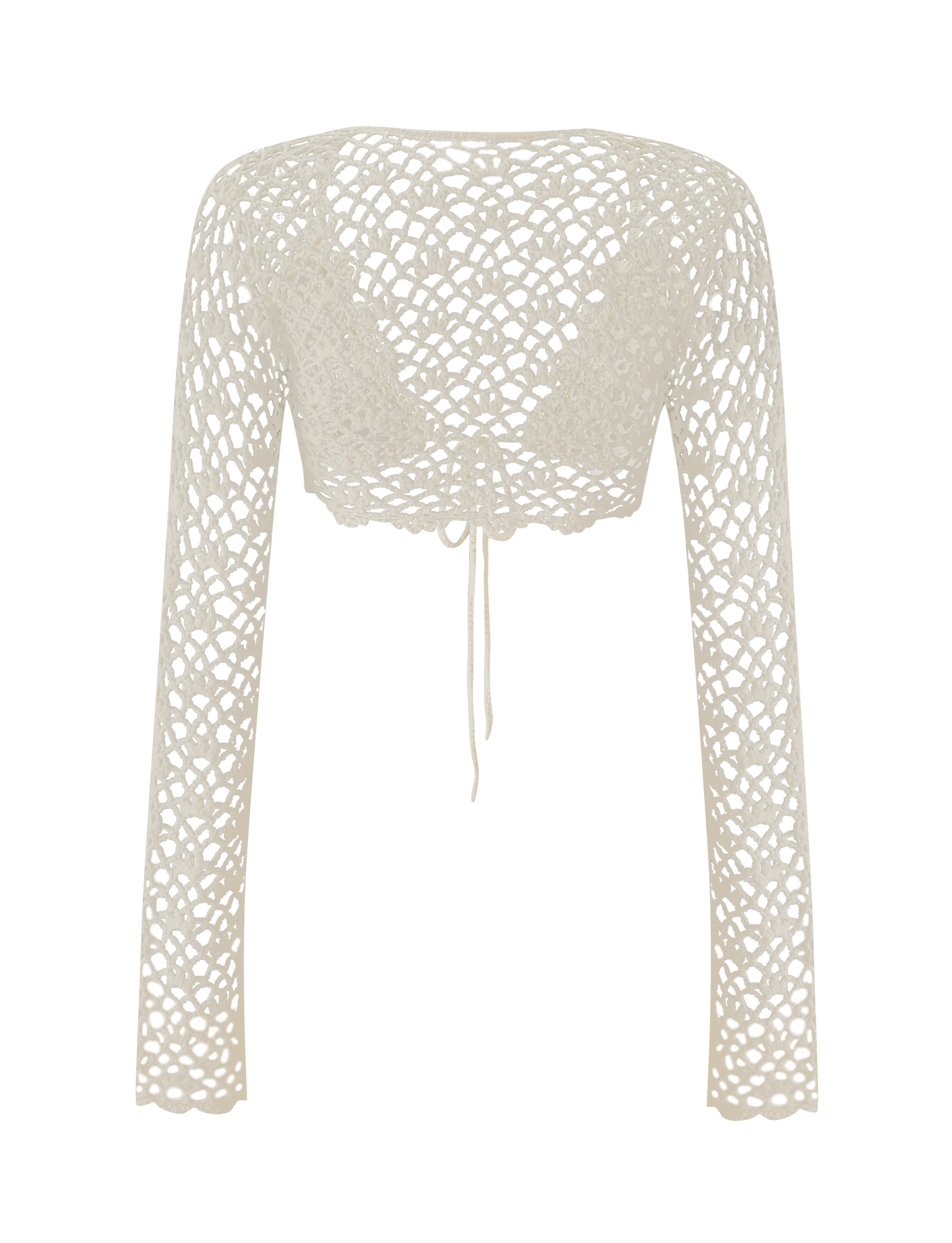 SASHA CROCHET LONG SLEEVE TOP - CREAM - Image 9