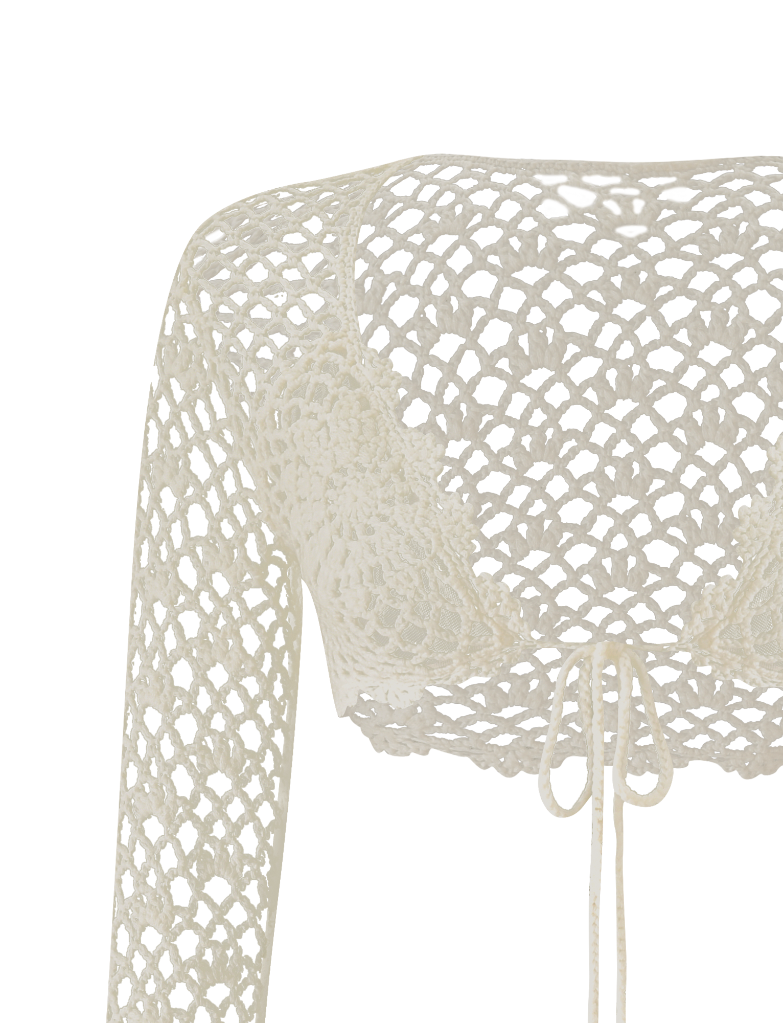 SASHA CROCHET LONG SLEEVE TOP - CREAM - Image 10