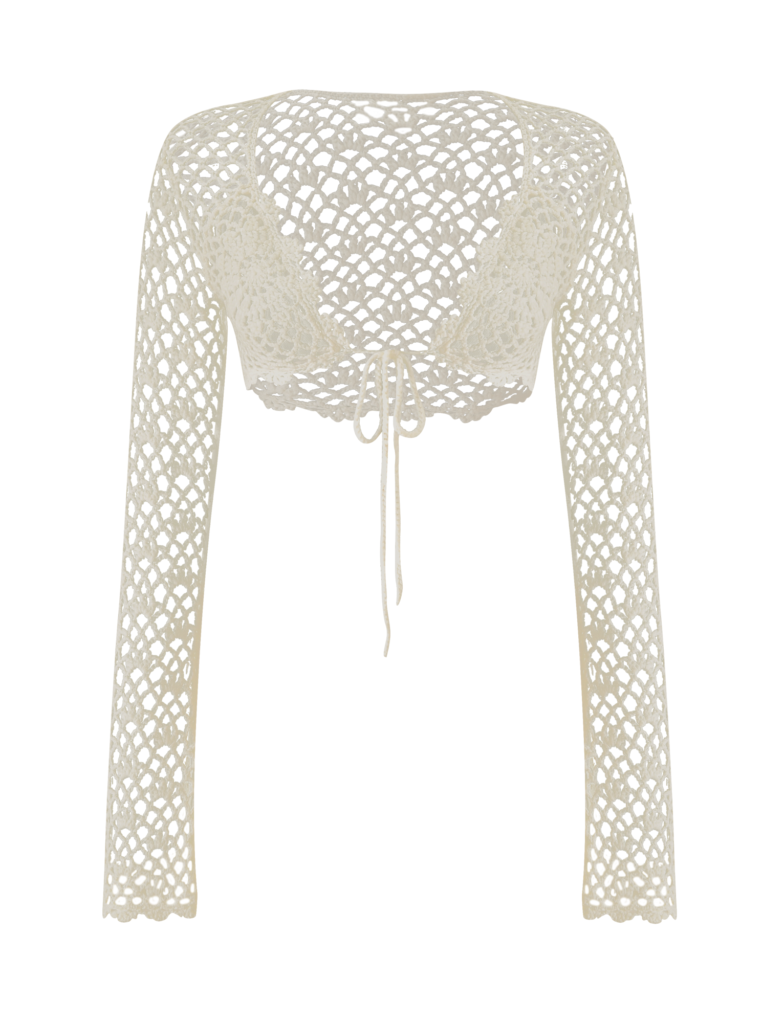 SASHA CROCHET LONG SLEEVE TOP - CREAM - Image 8