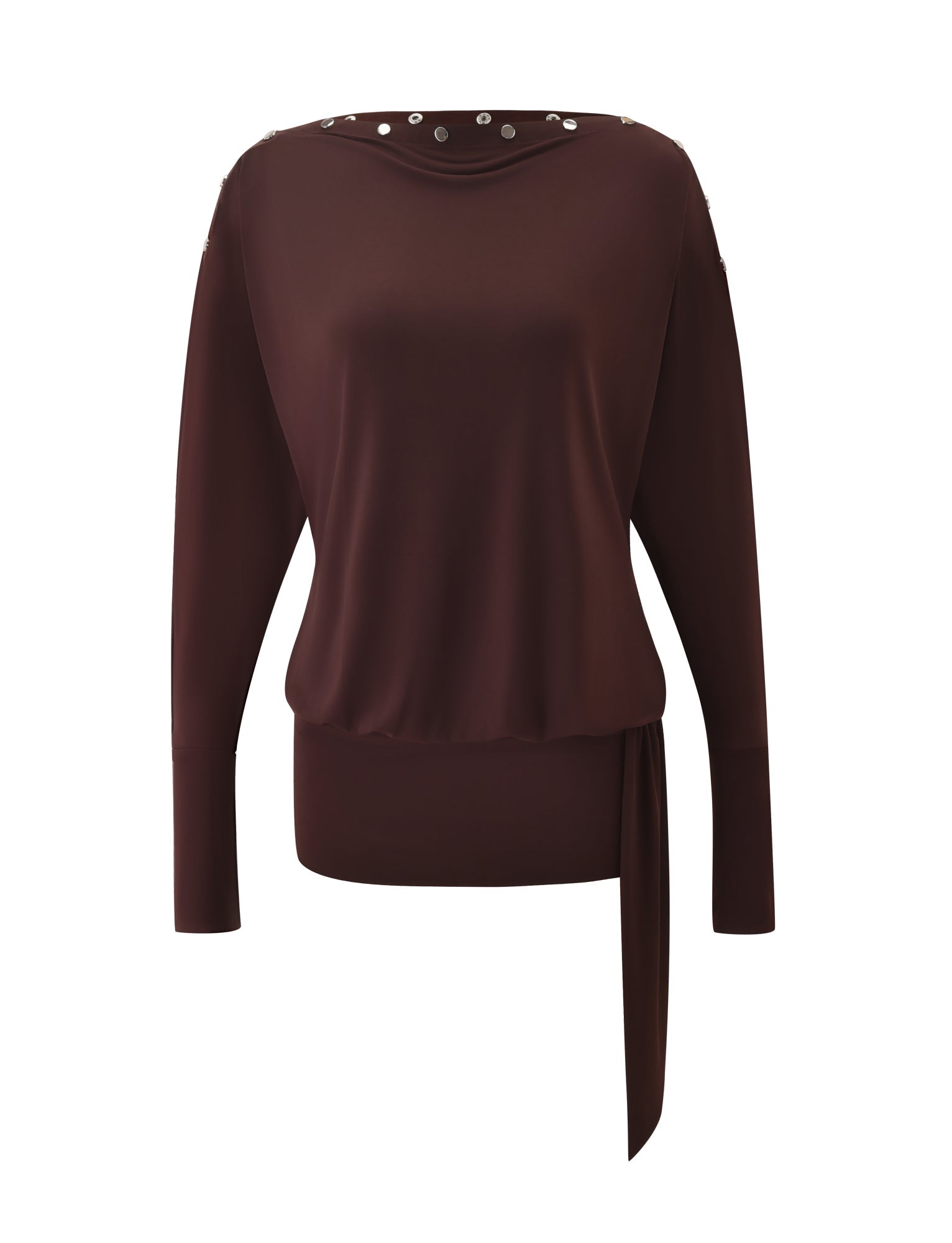 RAVENNA LONG SLEEVE MINI DRESS - DARK CHOCOLATE - Image 8