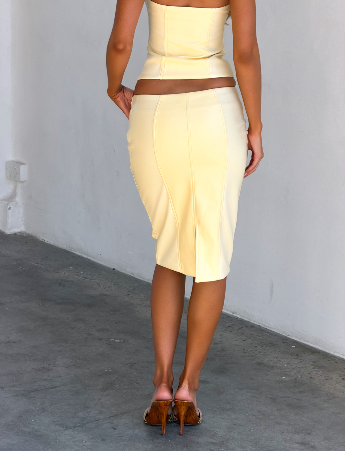 EMERALD MIDI SKIRT - BUTTER YELLOW - Image 5
