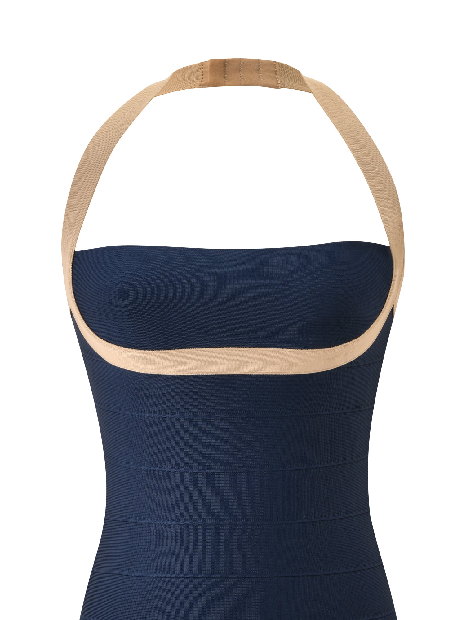 ELEANOR BANDAGE MINI DRESS - NAVY AND TAN - Image 10