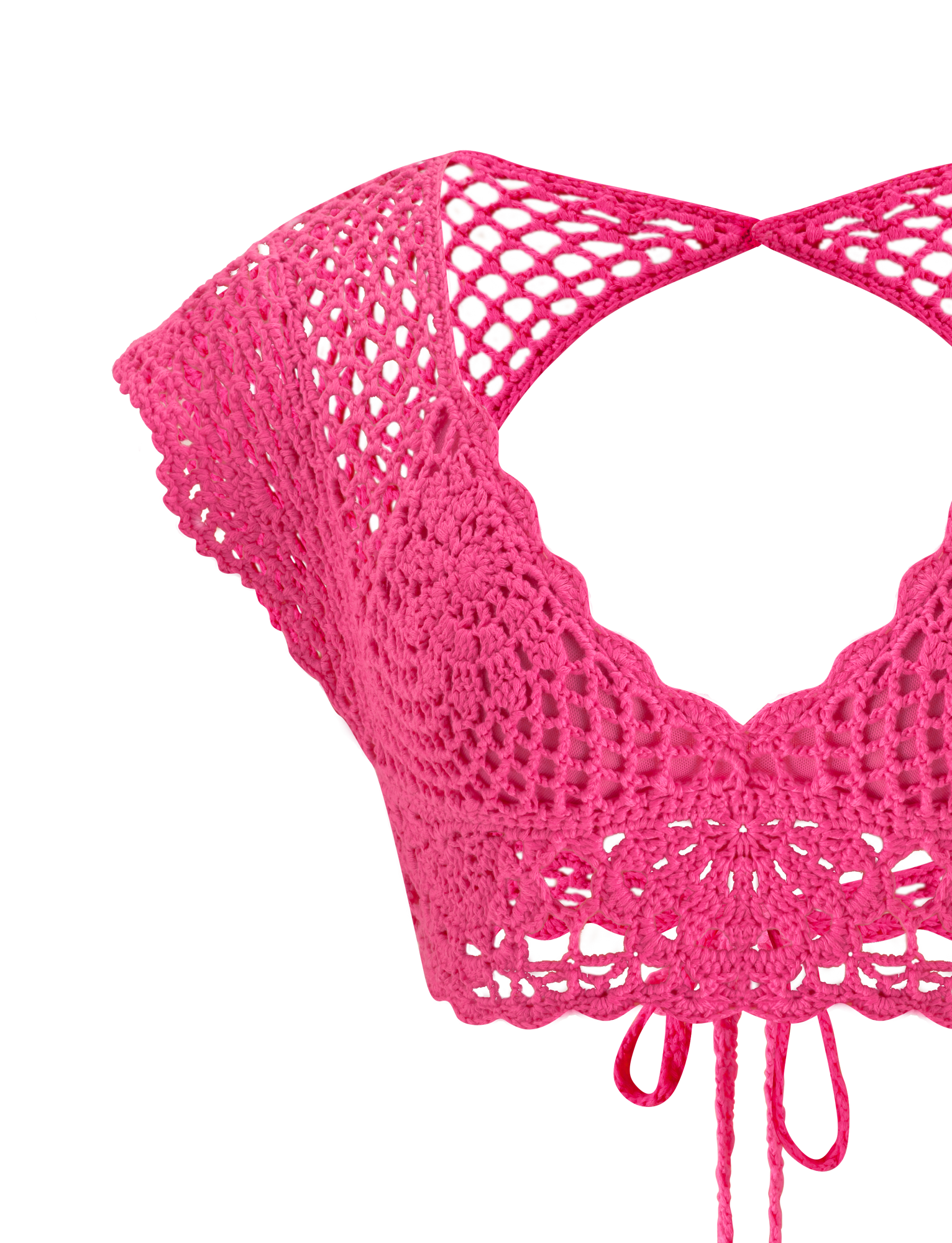 SASHA CROCHET CROP TOP - HOT PINK - Image 8