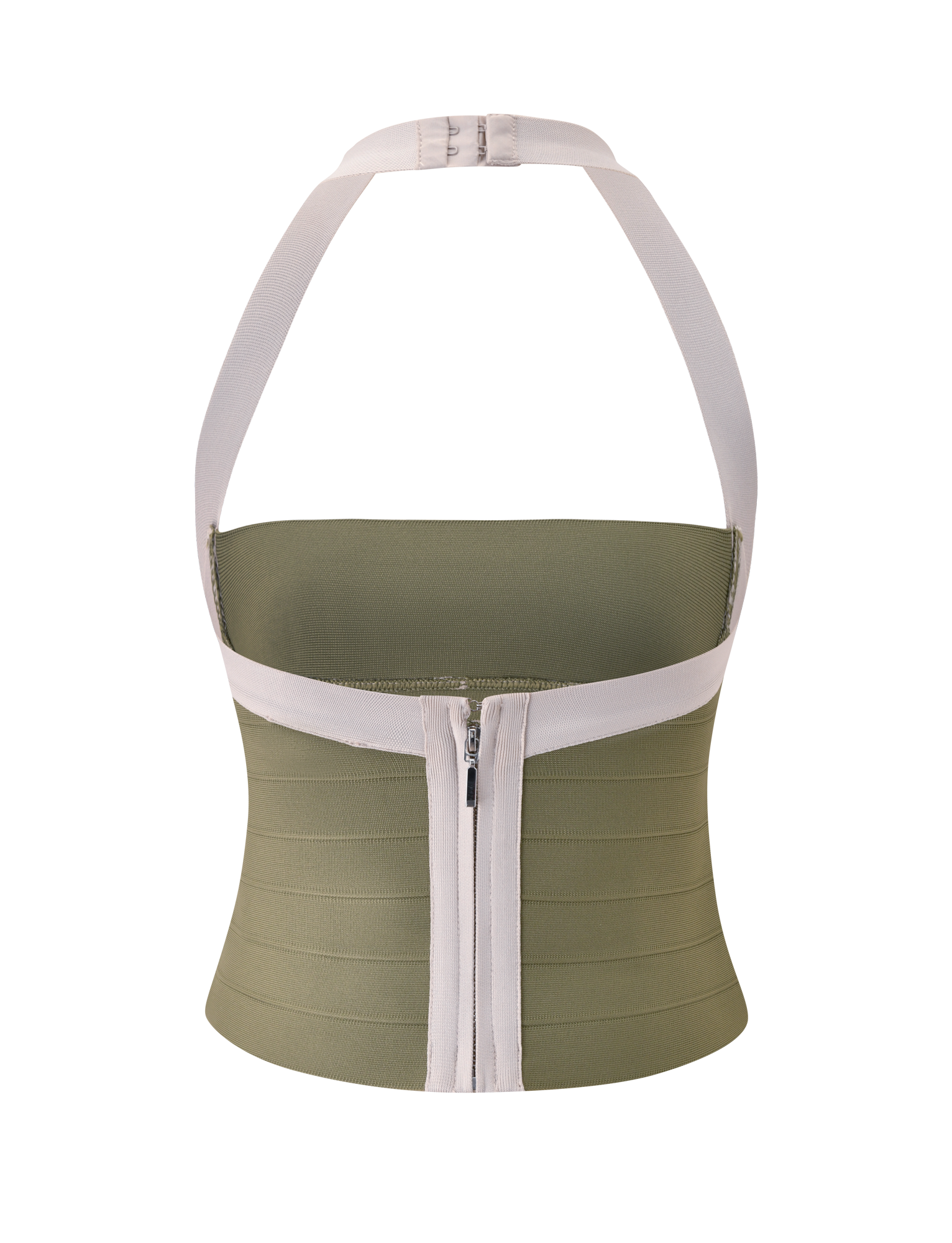 ELEANOR BANDAGE TOP - OLIVE AND IVORY - Image 9