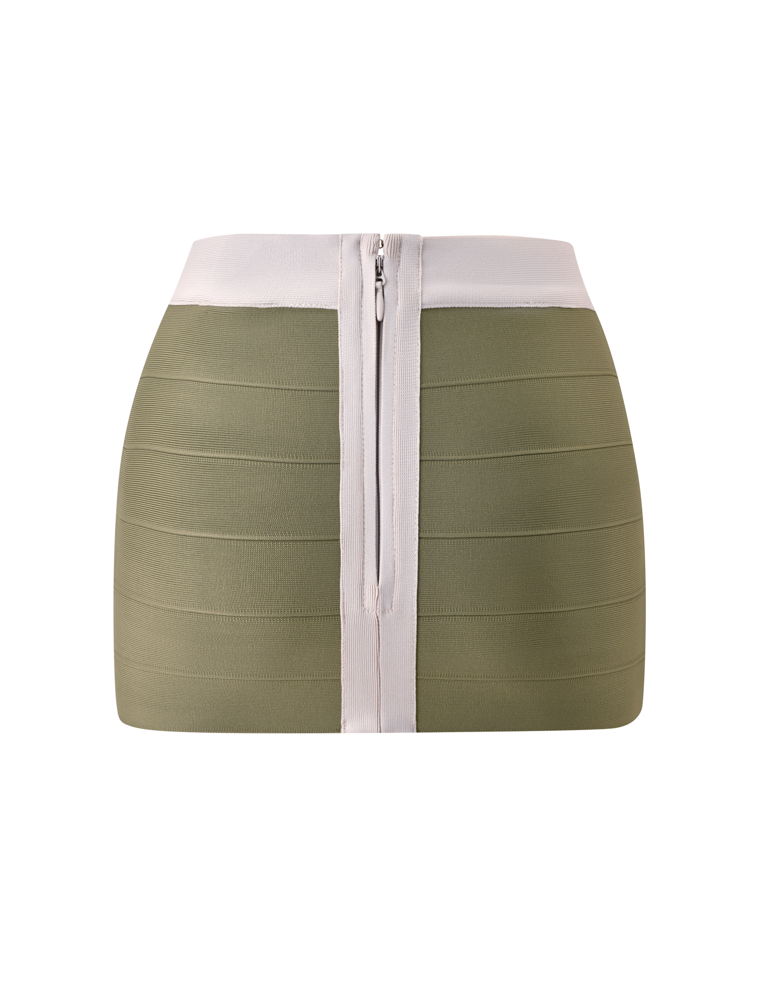 ELEANOR BANDAGE MINI SKIRT - OLIVE AND IVORY - Image 9
