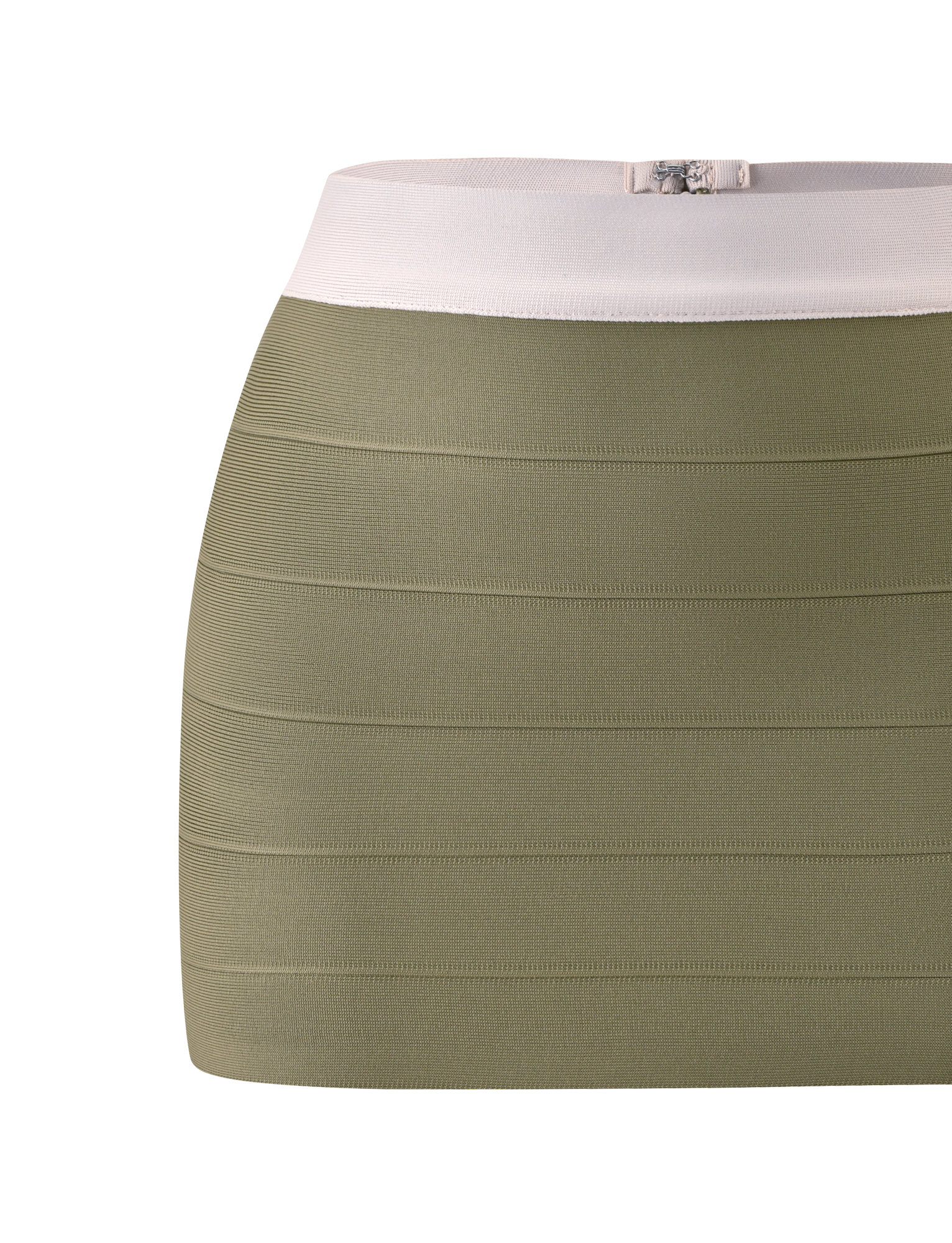 ELEANOR BANDAGE MINI SKIRT - OLIVE AND IVORY - Image 10