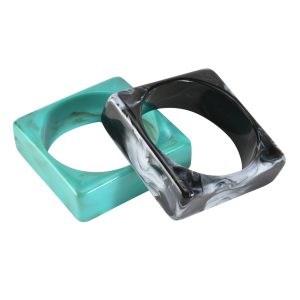 AUGIE BANGLE SET - EMERALD AND BLACK
