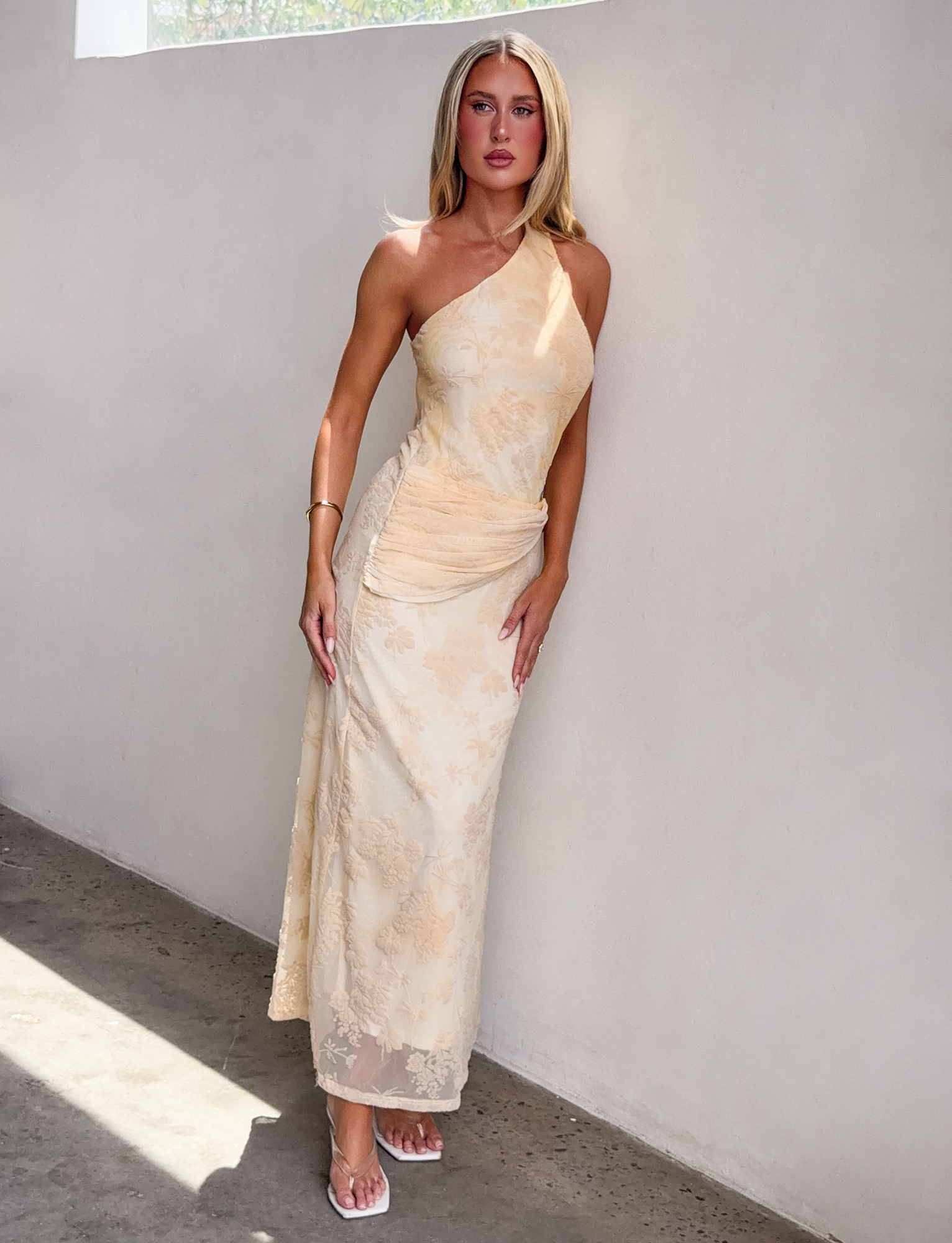 CHARLYSE ONE SHOULDER MAXI DRESS - BUTTER YELLOW - Image 3