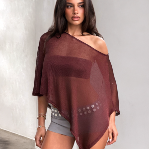 RAFAELA PONCHO TOP - CHOCOLATE