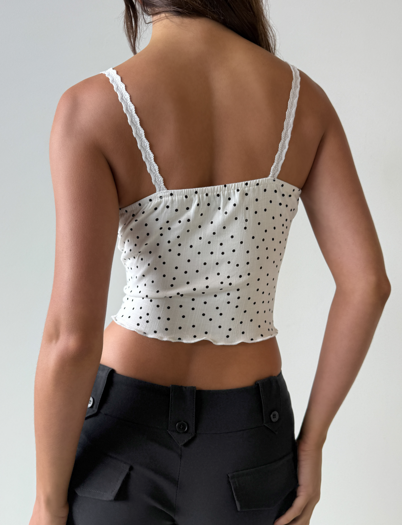 BAILEE CAMI TOP - WHITE POLKA - Image 6