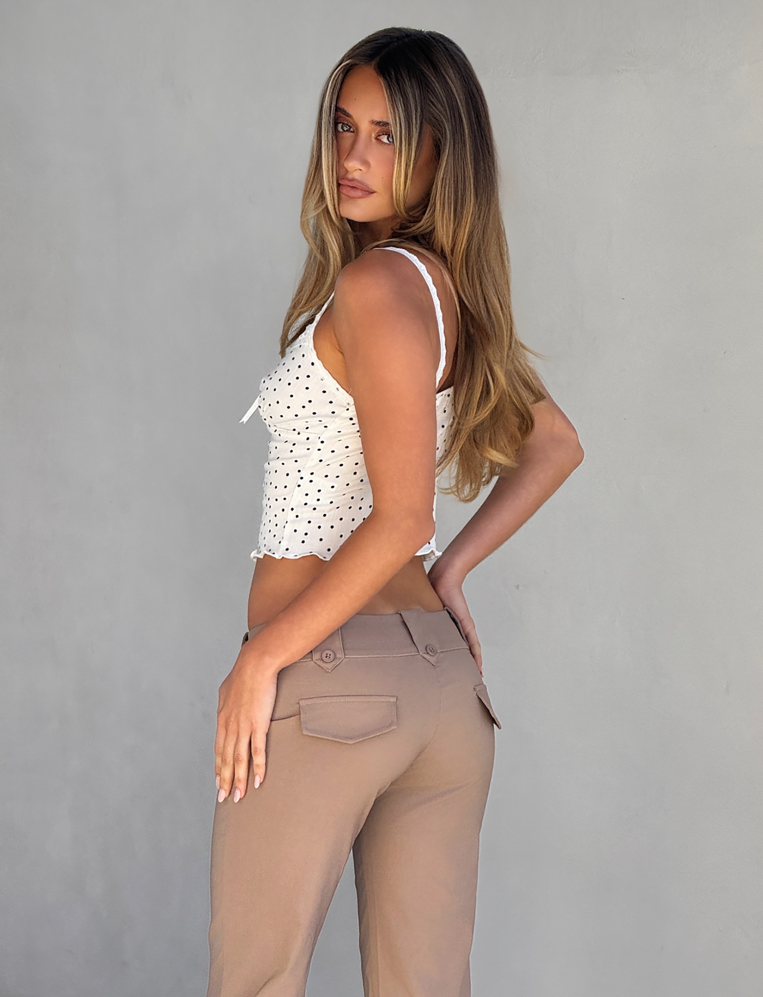 BAILEE CAMI TOP - WHITE POLKA - Image 3