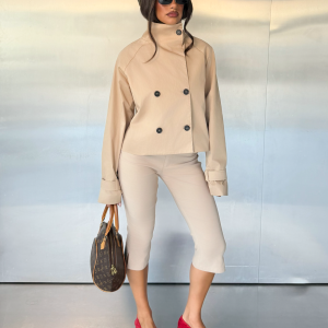 HAYLEY CROPPED TRENCH JACKET - KHAKI