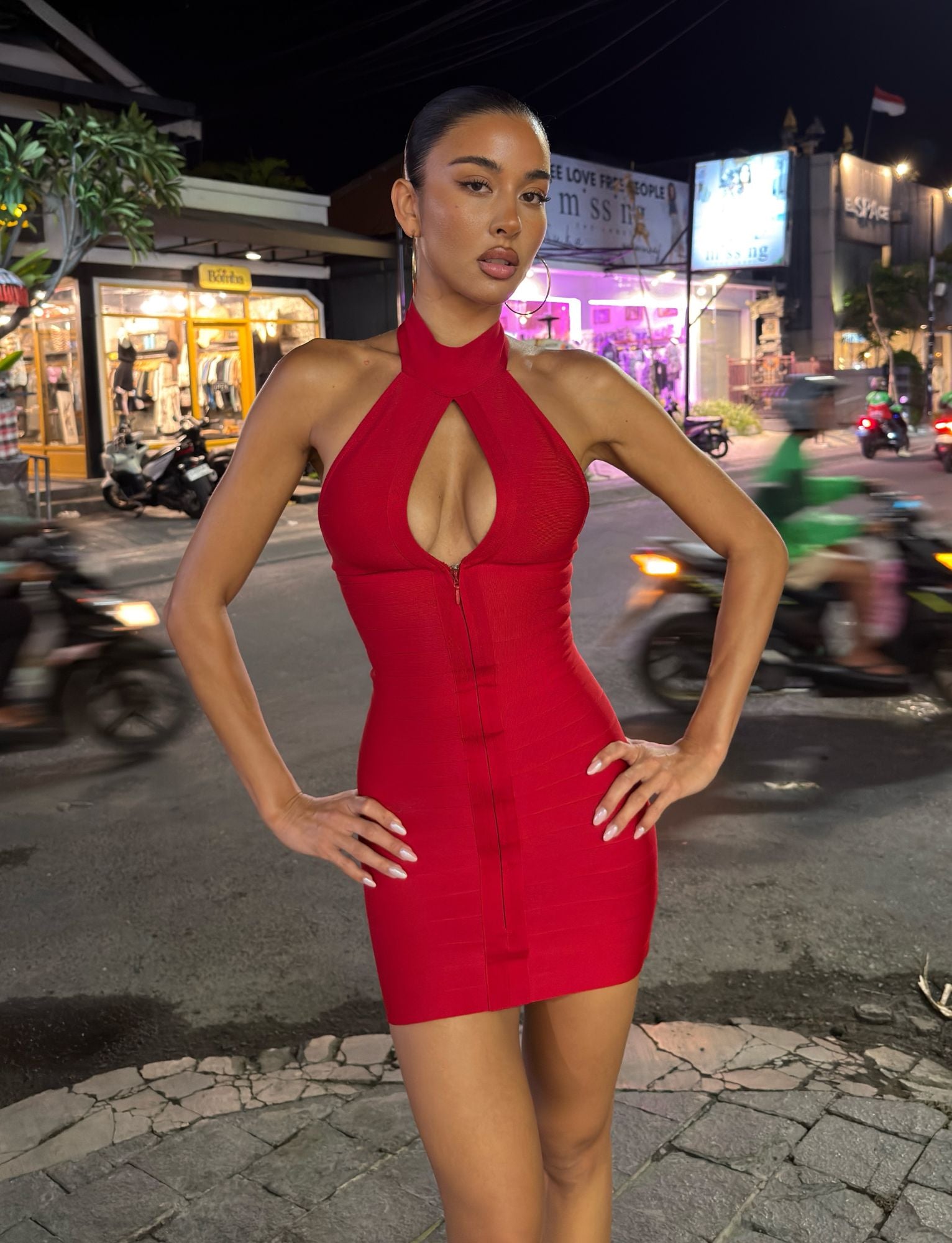 CARINA BANDAGE MINI DRESS - RED - Image 5